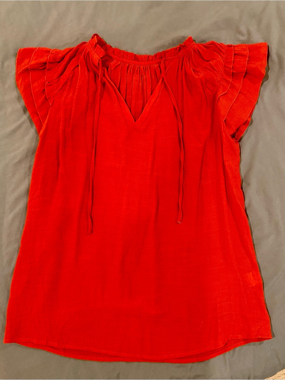 Orange Women's Flutter-Sleeve Blouse Top